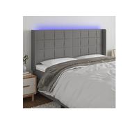Hoofdbord LED 203x16x118/128 cm stof donkergrijs3124071