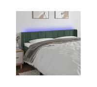 Vidaxl Tête De Lit À Led Vert Foncé 203x16x78/88 Cm Velours Vert