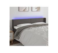 Hoofdbord LED 203x16x78/88 cm kunstleer grijs3123068