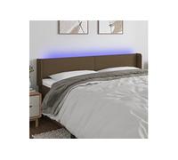 Vidaxl Tête De Lit À Led Marron Foncé 203x16x78/88 Cm Tissu Marron