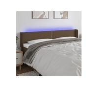 Vidaxl Tête De Lit À Led Marron Foncé 203x16x78/88 Cm Tissu Marron