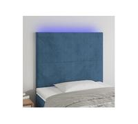 Vidaxl Tête De Lit À Led Bleu Foncé 80x5x118/128 Cm Velours Bleu