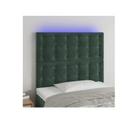 vidaXL Tête de lit à LED Velours Vert foncé 80x5x118/128 cm pour lit simple