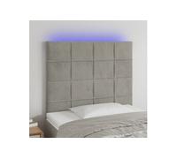 vidaXL Tête de lit à LED Gris clair 80x5x118/128 cm Velours