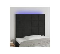 Tête de Lit à LED Meuble de Chambre à Coucher Accessoire de Lit Simple Tête de Cadre de Lit Intérieur Noir 80x5x118/128 cm Velours