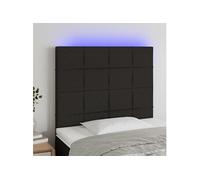 Vidaxl Tête De Lit À Led Noir 80x5x118/128 Cm Tissu Noir