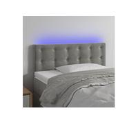 vidaXL Tête de lit LED pour lit simple en velours Gris clair 80x5x78/88 cm