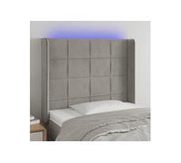 Vidaxl Tête De Lit À Led Gris Clair 83x16x118/128 Cm Velours Gris