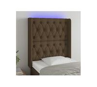 Vidaxl Tête De Lit À Led Marron Foncé 83x16x118/128 Cm Tissu Marron