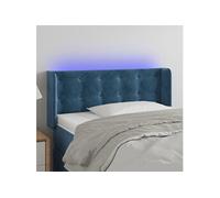 Vidaxl Tête De Lit À Led Bleu Foncé 83x16x78/88 Cm Velours Bleu