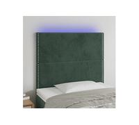 vidaXL Tête de lit à LED Vert foncé 90x5x118/128 cm Velours