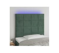 Vidaxl Tête De Lit À Led Vert Foncé 90x5x118/128 Cm Velours Vert