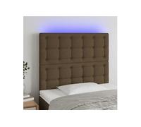 Vidaxl Tête De Lit À Led Marron Foncé 90x5x118/128 Cm Tissu Marron