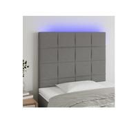 vidaXL Tête de lit à LED Gris foncé 90x5x118/128 cm Tissu