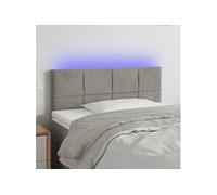 vidaXL LED Tête de lit gris clair 90x5x78/88 cm velours