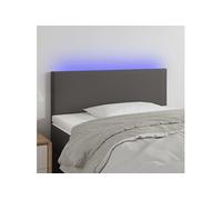 vidaXL Tête de lit LED en similicuir gris 90x5x78/88 cm