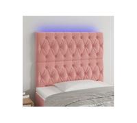 Tête de Lit à LED Meuble de Chambre à Coucher Accessoire de Lit Simple Tête de Cadre de Lit Intérieur Rose 90x7x118/128 cm Velours