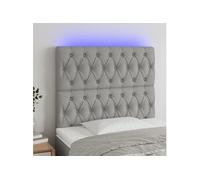 vidaXL Tête de lit à LED Gris clair 90x7x118/128 cm Tissu