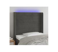 Hoofdbord LED 93x16x118/128 cm fluweel donkergrijs3124225