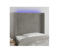 Vidaxl Tête De Lit À Led Gris Clair 93x16x118/128 Cm Velours Gris