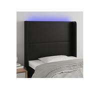 Vidaxl Tête De Lit À Led Noir 93x16x118/128 Cm Similicuir Noir