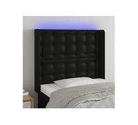 vidaXL Hoofdbord LED 93x16x118/128 cm kunstleer zwart3124126 Noir G