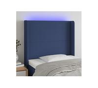 vidaXL Hoofdbord LED 93x16x118/128 cm stof blauw3123756 Bleu G