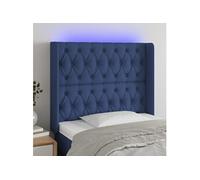 3124372 vidaXL Tête de lit à LED Bleu 93x16x118-128 cm Tissu