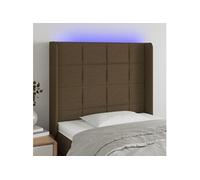 Vidaxl Tête De Lit À Led Marron Foncé 93x16x118/128 Cm Tissu Marron