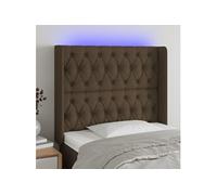 Vidaxl Tête De Lit À Led Marron Foncé 93x16x118/128 Cm Tissu Marron