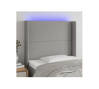Hoofdbord LED 93x16x118/128 cm stof lichtgrijs3123890