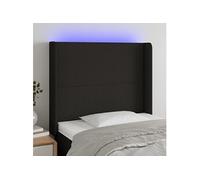 Vidaxl Tête De Lit À Led Noir 93x16x118/128 Cm Tissu Noir