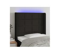 Vidaxl Tête De Lit À Led Noir 93x16x118/128 Cm Tissu Noir