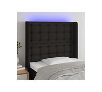 Hoofdbord LED 93x16x118/128 cm stof zwart3124466