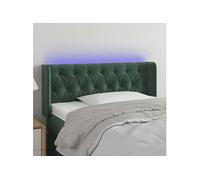 Vidaxl Tête De Lit À Led Vert Foncé 93x16x78/88 Cm Velours Vert