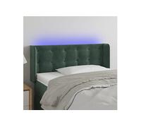 Vidaxl Tête De Lit À Led Vert Foncé 93x16x78/88 Cm Velours Vert