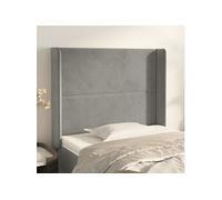 Vidaxl Tête De Lit Avec Oreilles Gris Clair 103x16x118/128 Cm Velours Gris
