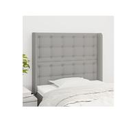 Tête de Lit avec Oreilles Meuble de Chambre à Coucher Accessoire de Lit Simple Tête de Cadre de Lit Gris Clair 103x16x118/128 cm Tissu