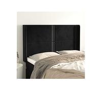 vidaXL Hoofdbord met randen 147x16x118/128 cm fluweel zwart3119490 Noir G