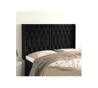 vidaXL Tête de Lit avec Oreilles Meuble de Chambre à Coucher Accessoire de Lit Double Tête de Cadre de Lit Intérieur Noir 147x16x118/128 cm Velours Noir