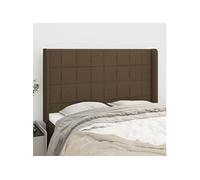 Hoofdbord met randen 147x16x118/128 cm stof donkerbruin3119581