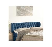 Vidaxl Tête De Lit Avec Oreilles Bleu Foncé 147x23x78/88 Cm Velours Bleu