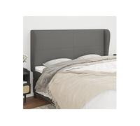 Hoofdbord met randen 163x23x118/128 cm stof donkergrijs3117683