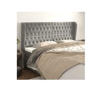 Hoofdbord met randen 183x23x118/128 cm fluweel lichtgrijs3118352