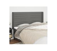 Hoofdbord met randen 203x16x118/128 cm stof donkergrijs3119743