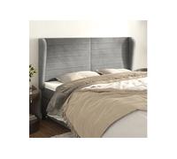 Hoofdbord met randen 203x23x118/128 cm fluweel lichtgrijs3118162