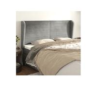 Hoofdbord met randen 203x23x118/128 cm fluweel lichtgrijs3118162