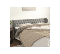 Vidaxl Tête De Lit Avec Oreilles Gris Clair 203x23x78/88 Cm Velours Gris