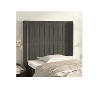 vidaXL Tête de lit avec oreilles Gris foncé 83x16x118/128 cm Velours