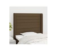 Hoofdbord met randen 83x16x118/128 cm stof donkerbruin3119697